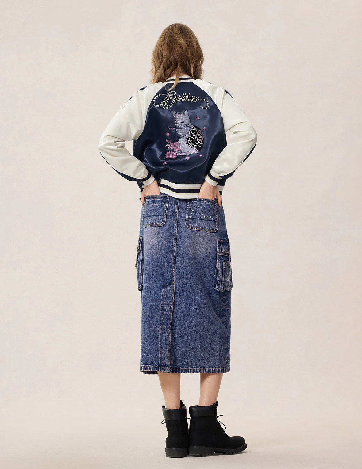 Studded Denim Cargo Skirt - Image 8