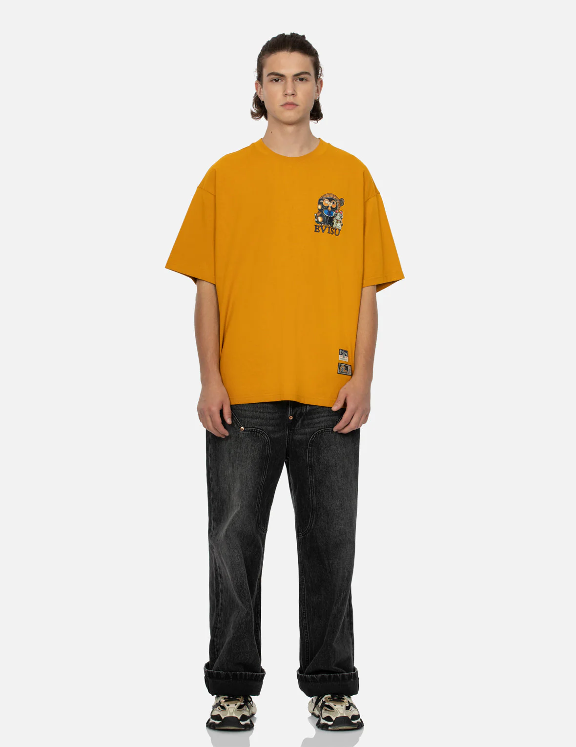 Tanuki and Fortune Cat Print Loose Fit T-Shirt - Image 11