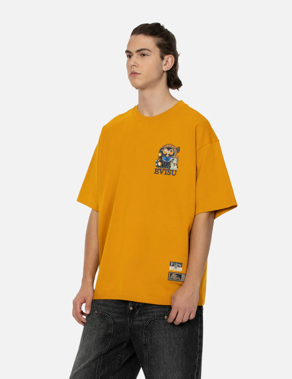 Tanuki and Fortune Cat Print Loose Fit T-Shirt - Image 15