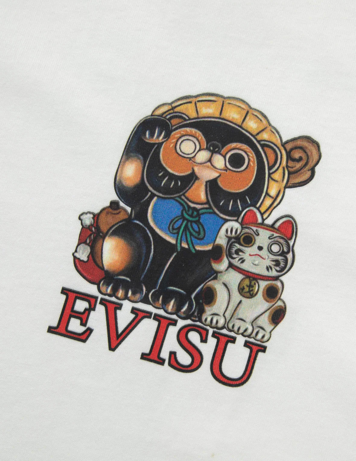 Tanuki and Fortune Cat Print Loose Fit T-Shirt - Image 18