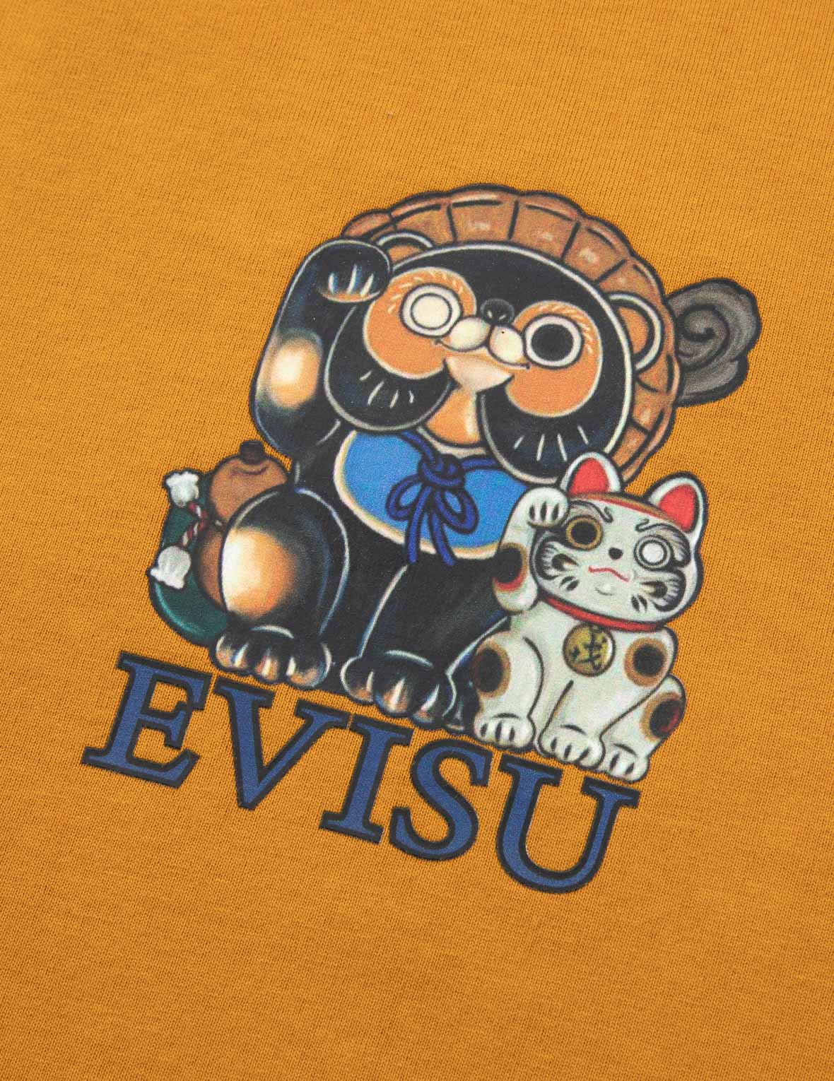 Tanuki and Fortune Cat Print Loose Fit T-Shirt - Image 19