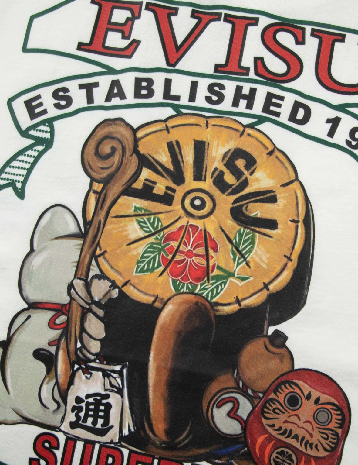 Tanuki and Fortune Cat Print Loose Fit T-Shirt - Image 26