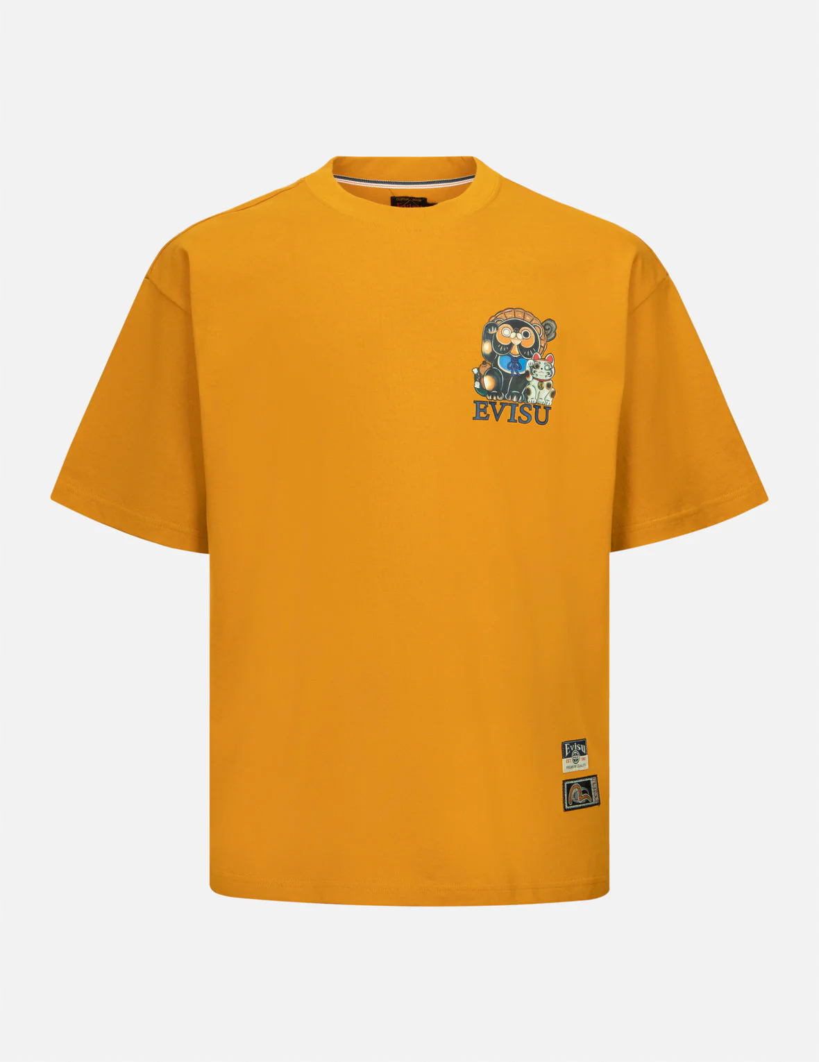 Tanuki and Fortune Cat Print Loose Fit T-Shirt - Image 3