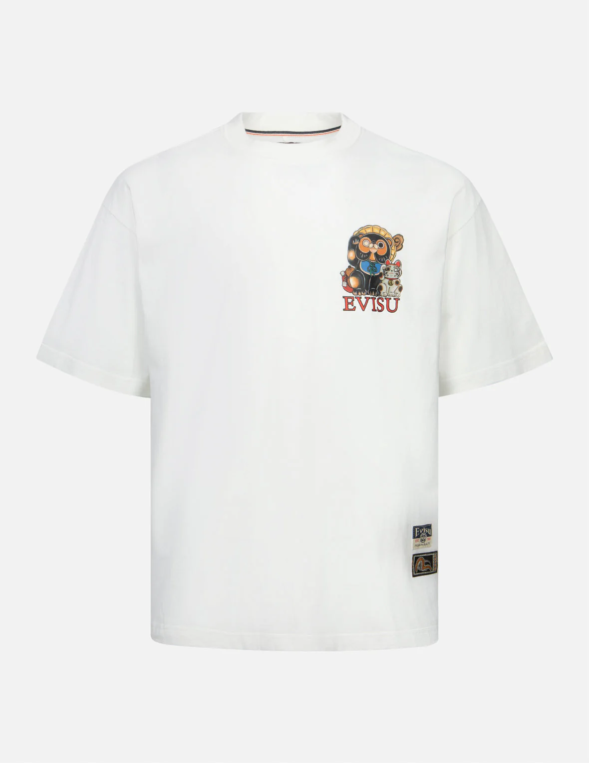 Tanuki and Fortune Cat Print Loose Fit T-Shirt - Image 4