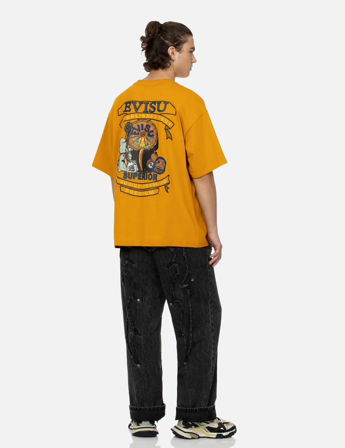 Tanuki and Fortune Cat Print Loose Fit T-Shirt - Image 5