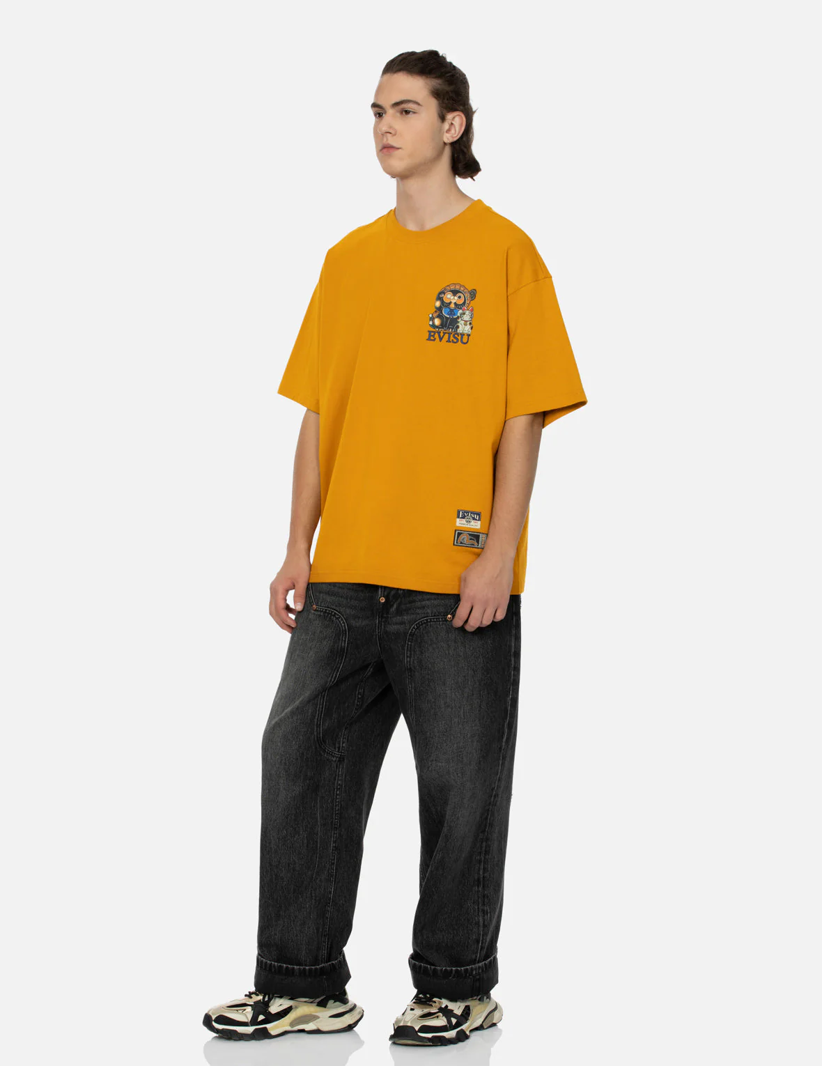 Tanuki and Fortune Cat Print Loose Fit T-Shirt - Image 7