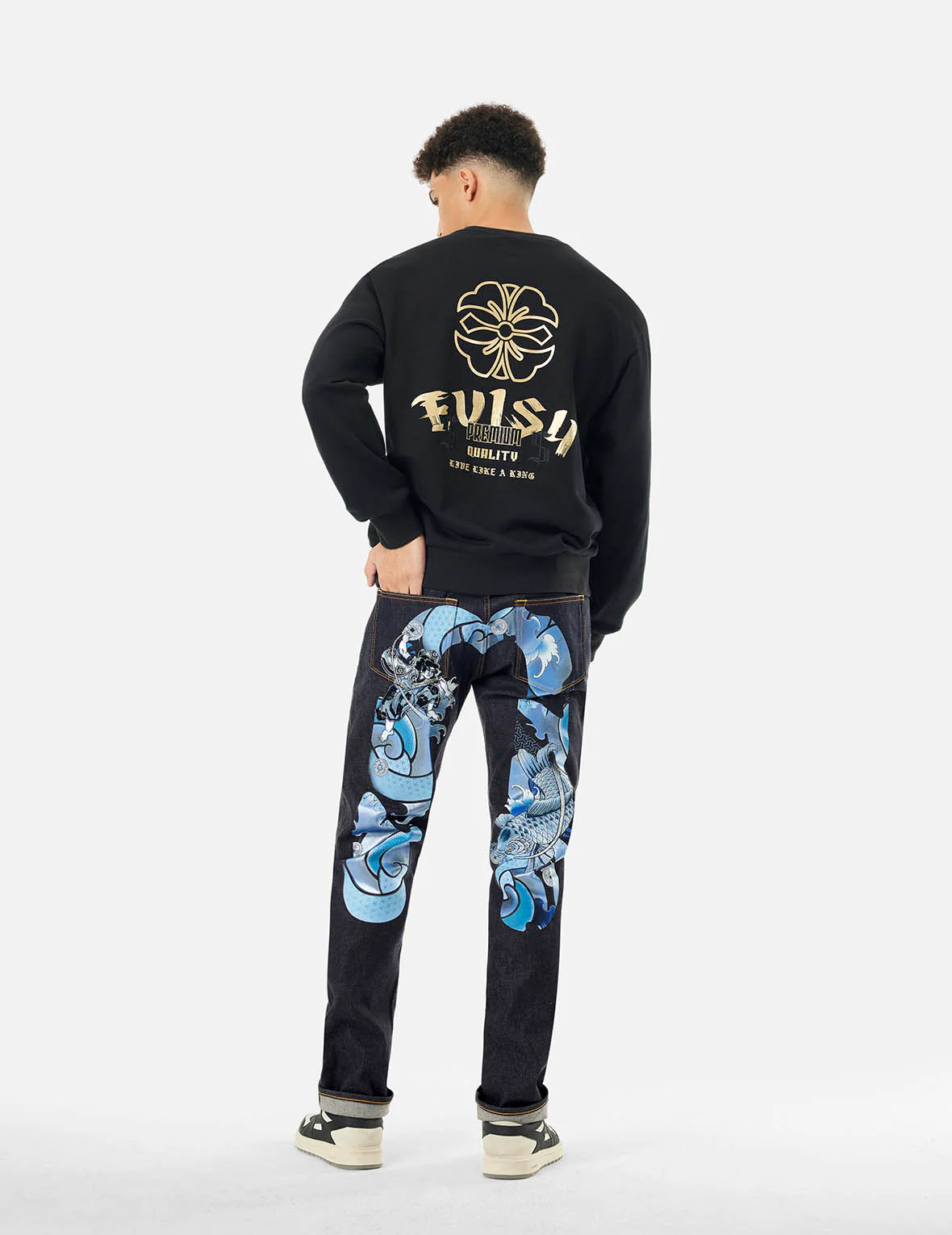 Tattoo Koi Daicock Embroidery Slim Fit Jeans #2010 - Image 5