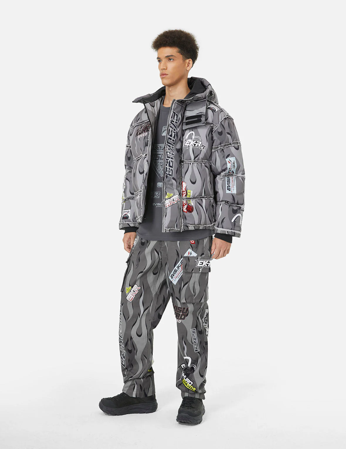 Tear-Away Racing Camouflage Oversized Down Jacket - Image 3