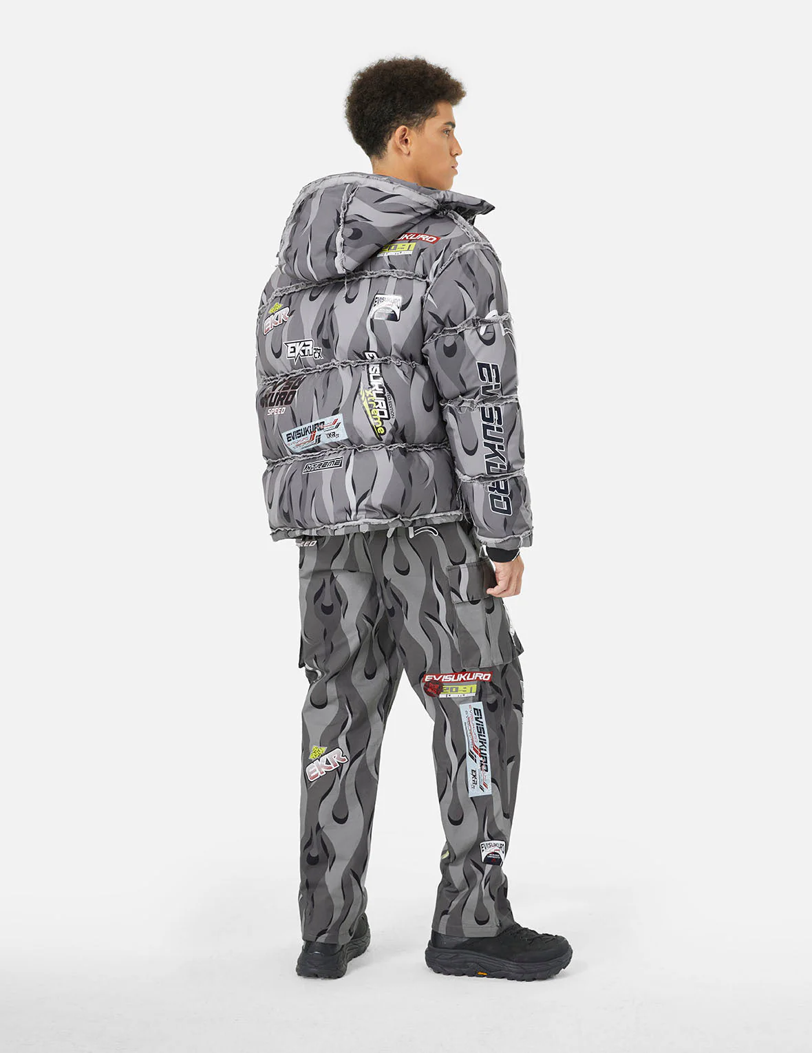 Tear-Away Racing Camouflage Oversized Down Jacket - Image 4