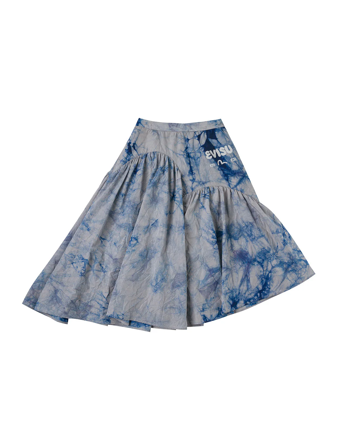 Tie-dye Seagull-inspired Asymmetrical Ruffles Oversized Midi Skirt - Image 12