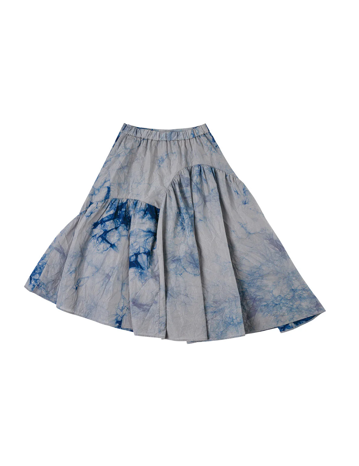 Tie-dye Seagull-inspired Asymmetrical Ruffles Oversized Midi Skirt - Image 2