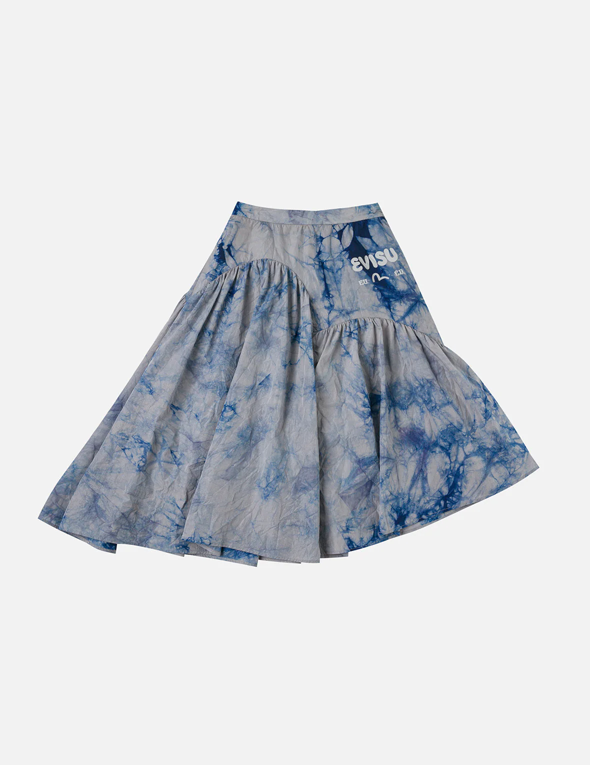 Tie-dye Seagull-inspired Asymmetrical Ruffles Oversized Midi Skirt - Image 3