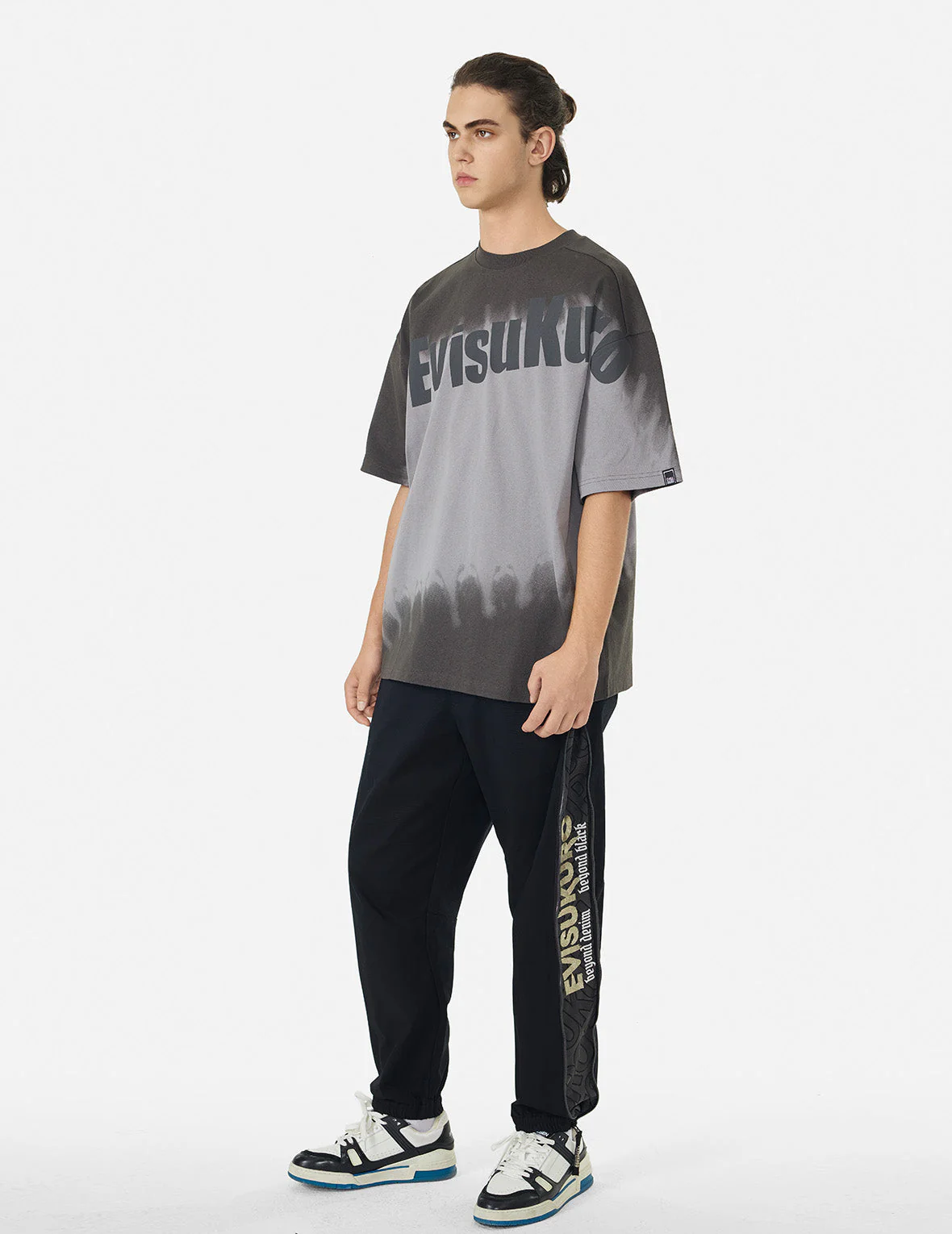 Tie-dye Logo and Slogan Print Oversized T-shirt - Image 3