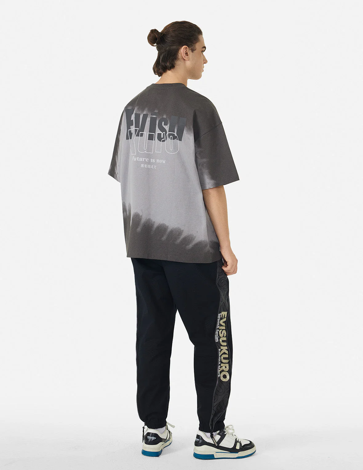 Tie-dye Logo and Slogan Print Oversized T-shirt - Image 4