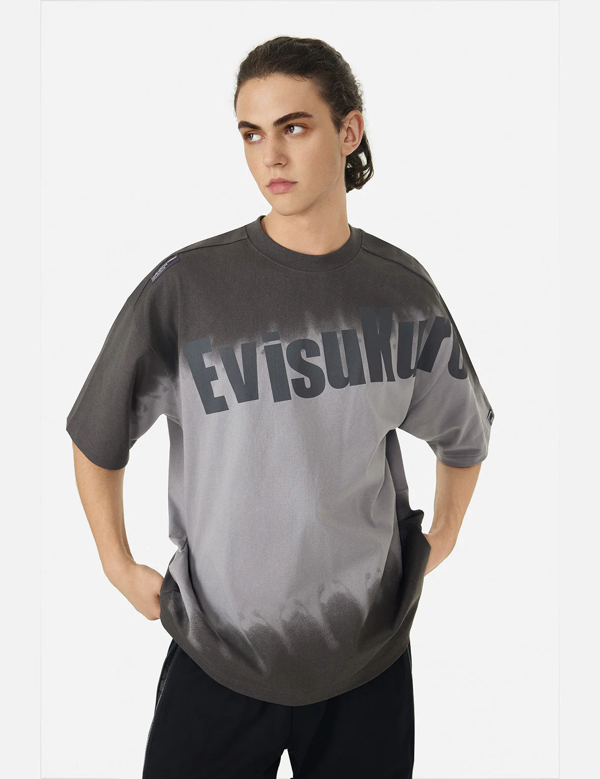 Tie-dye Logo and Slogan Print Oversized T-shirt - Image 5
