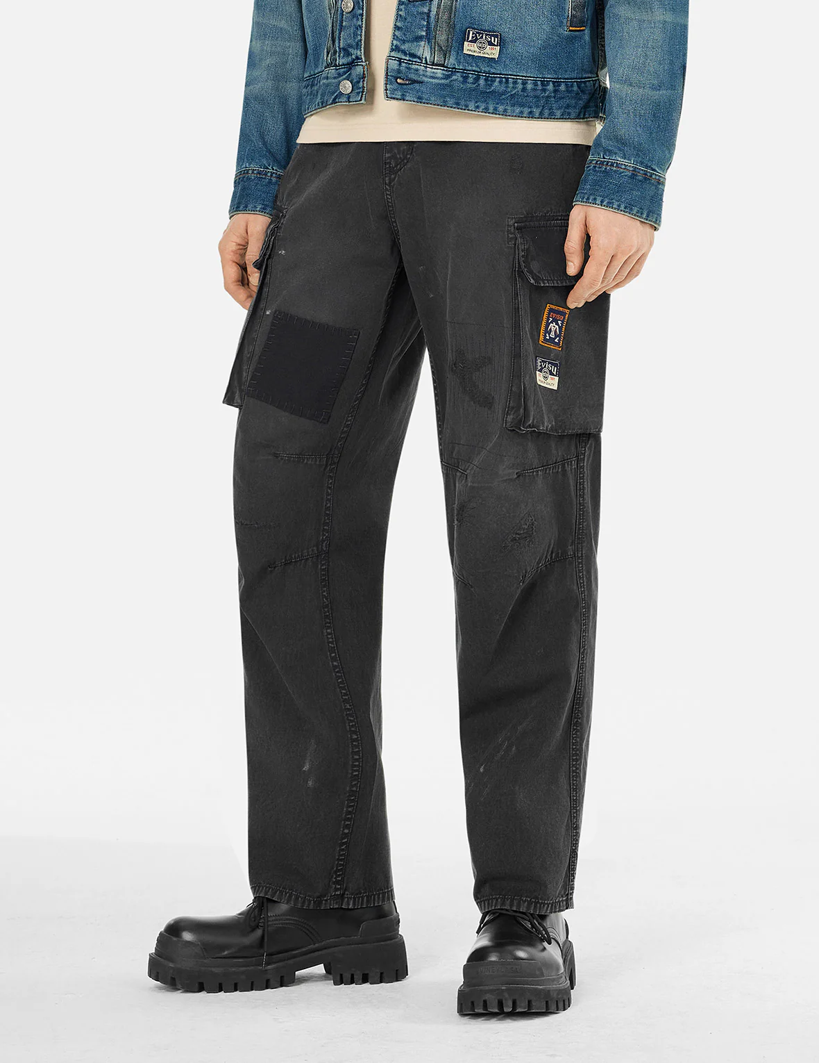 Totem Seagull Embroidery Straight Fit Cargo Pants - Image 15