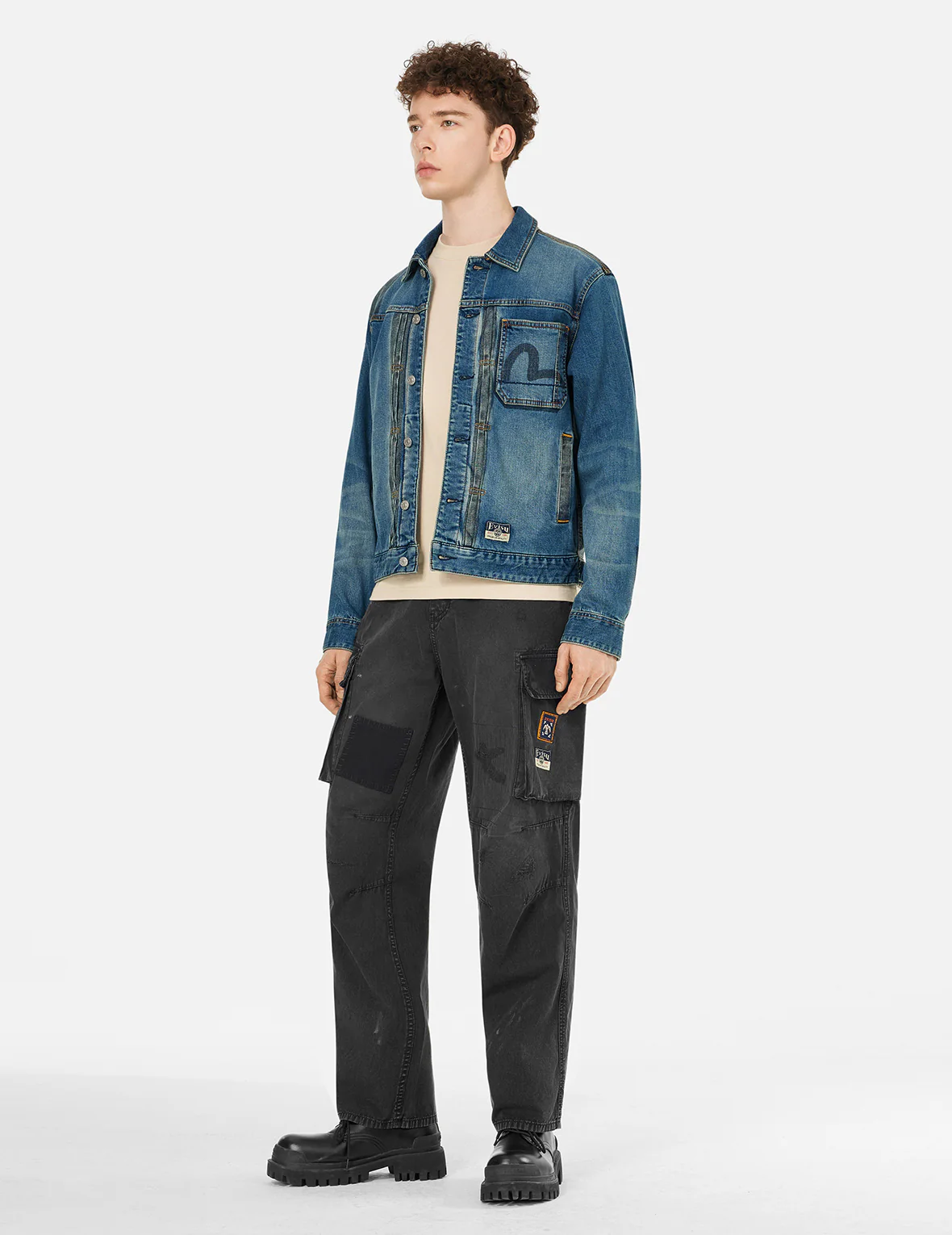 Totem Seagull Embroidery Straight Fit Cargo Pants - Image 16