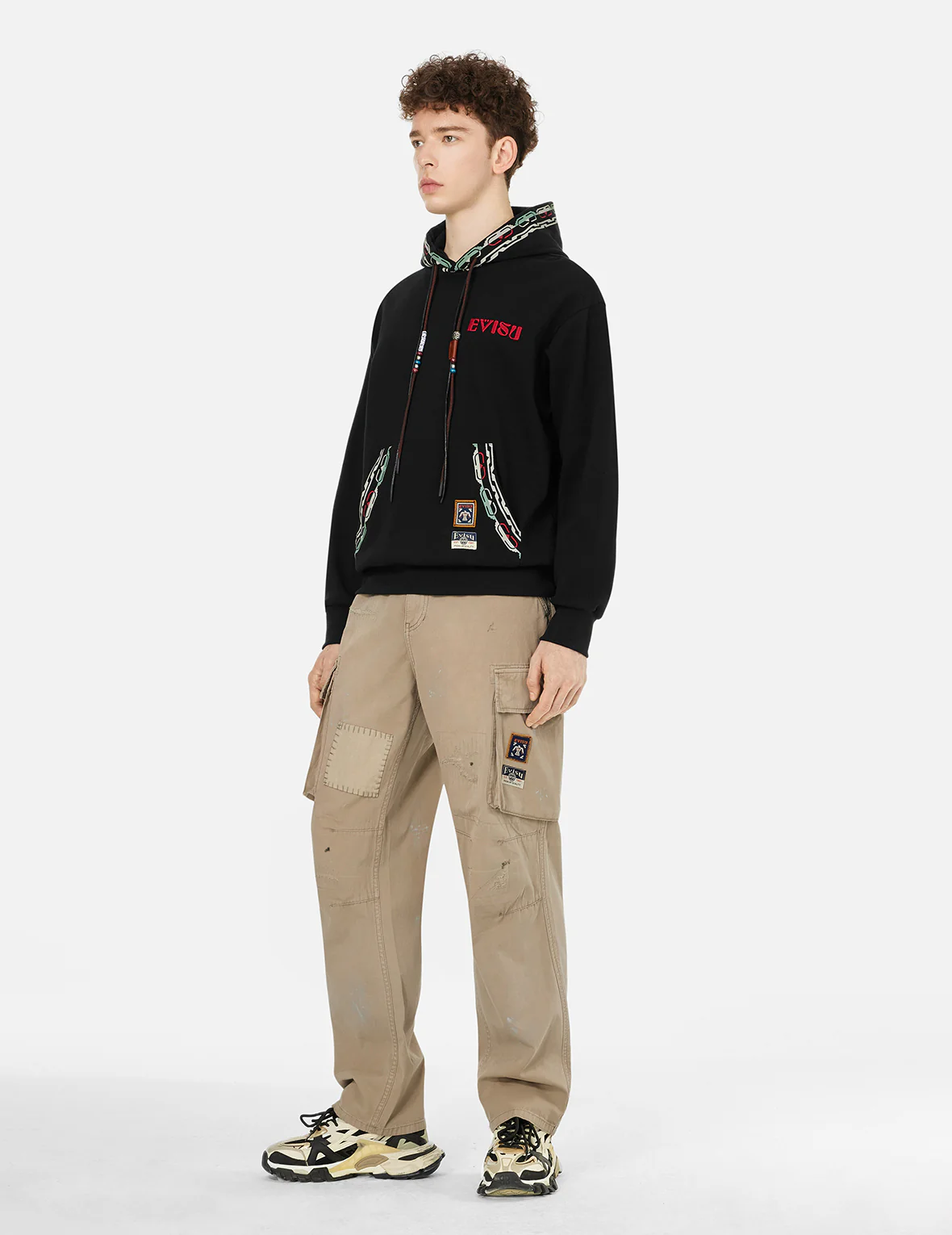 Totem Seagull Embroidery Straight Fit Cargo Pants - Image 22