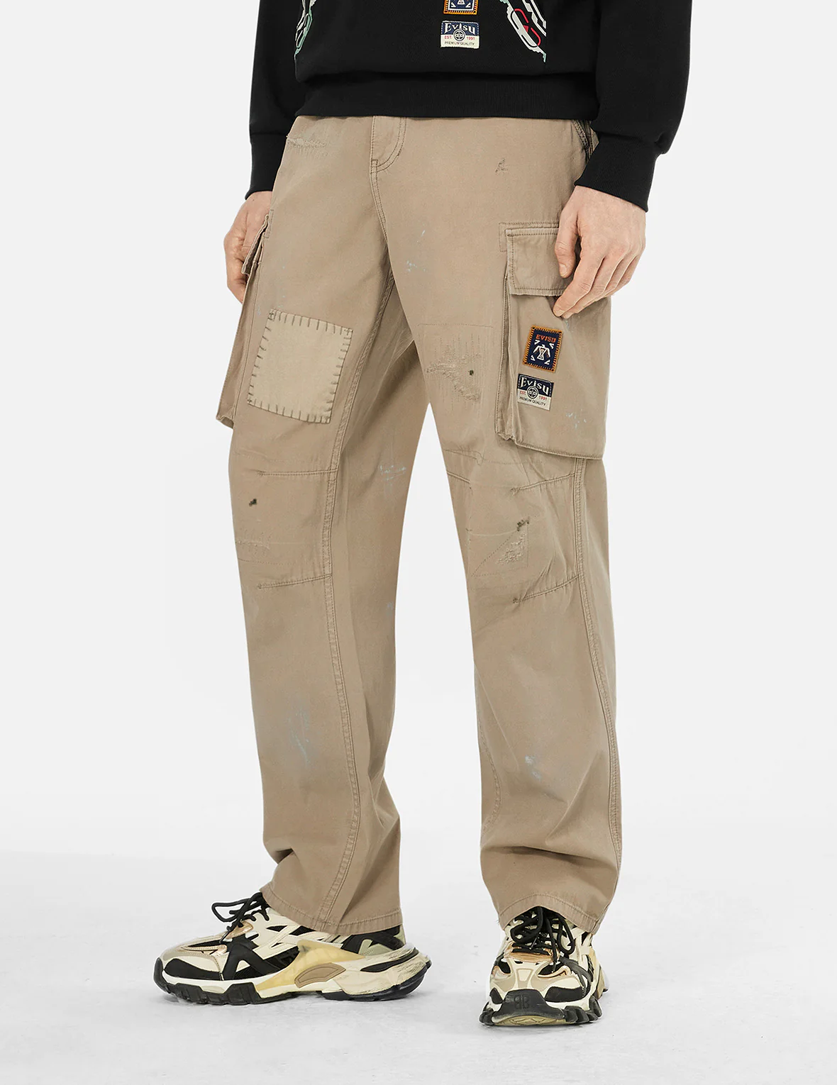 Totem Seagull Embroidery Straight Fit Cargo Pants - Image 24