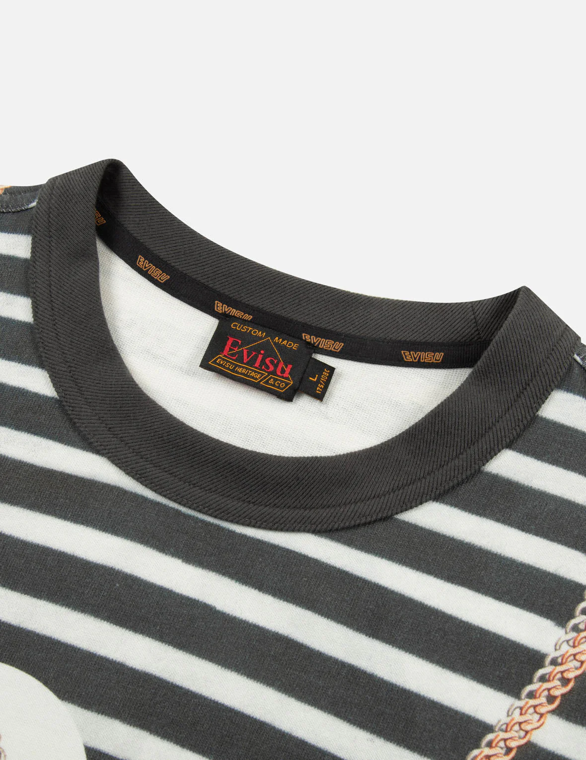 Trompe-l'oeil and Seagull Print Loose Fit Stripe T-Shirt - Image 10