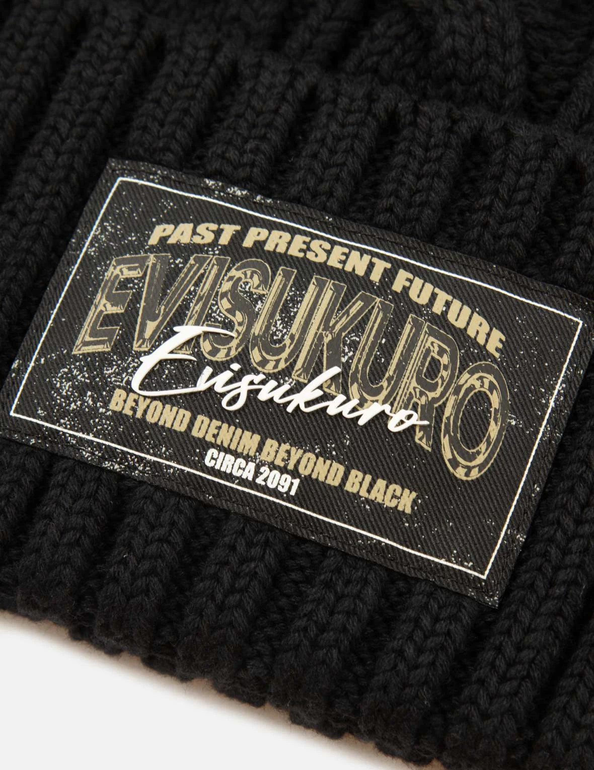 Twist-Straight Pattern Logo Label Knit Beanie - Image 3