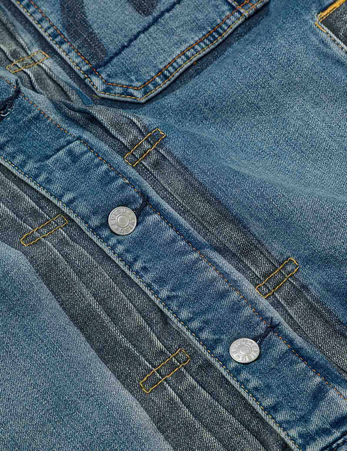 Two-tone Daicock Inserted Regular Fit Denim Jacket - Image 7