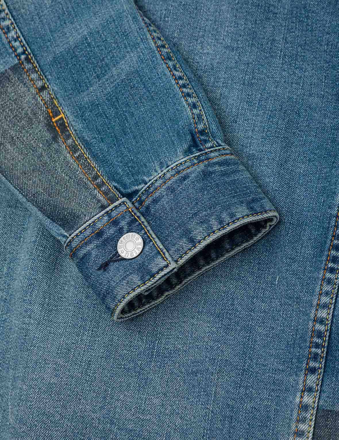 Two-tone Daicock Inserted Regular Fit Denim Jacket - Image 9
