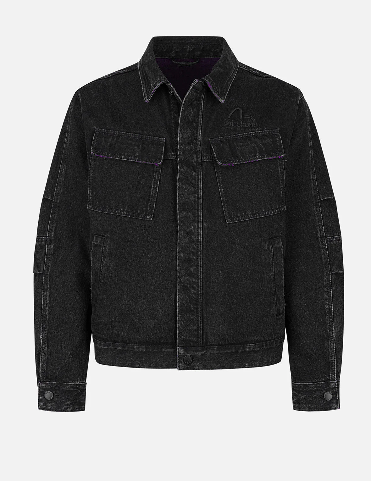 Two Tone Distressed Relax Fit Trucker Jacket - Image 2