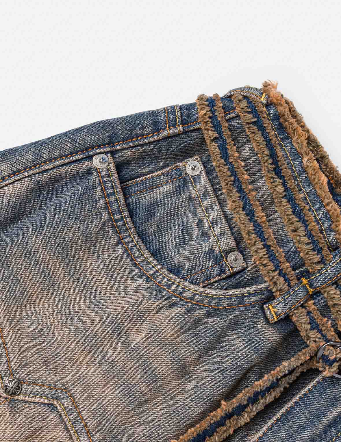 Two Tone Pleated Denim Skirts - Image 9