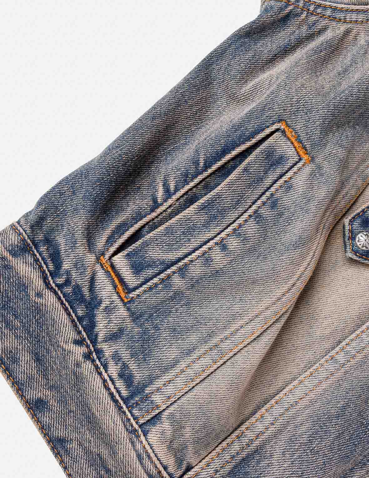 Two Tone Washed Bondage Denim Jacket - Image 10