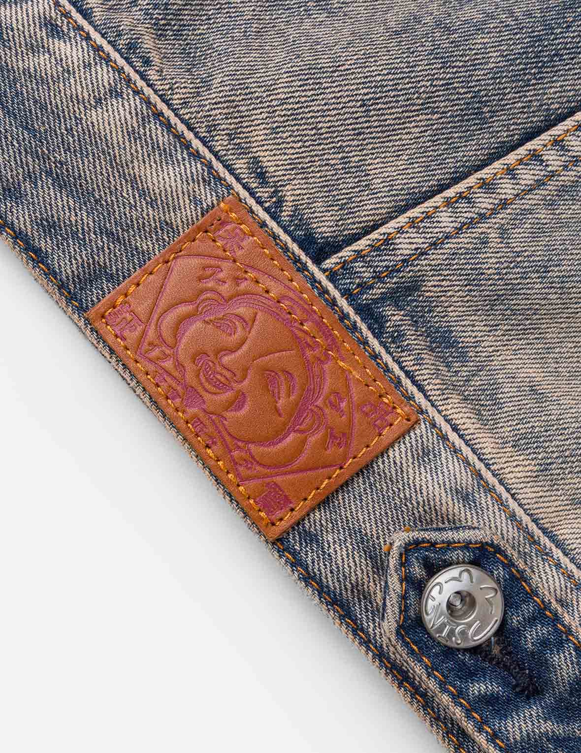 Two Tone Washed Bondage Denim Jacket - Image 11