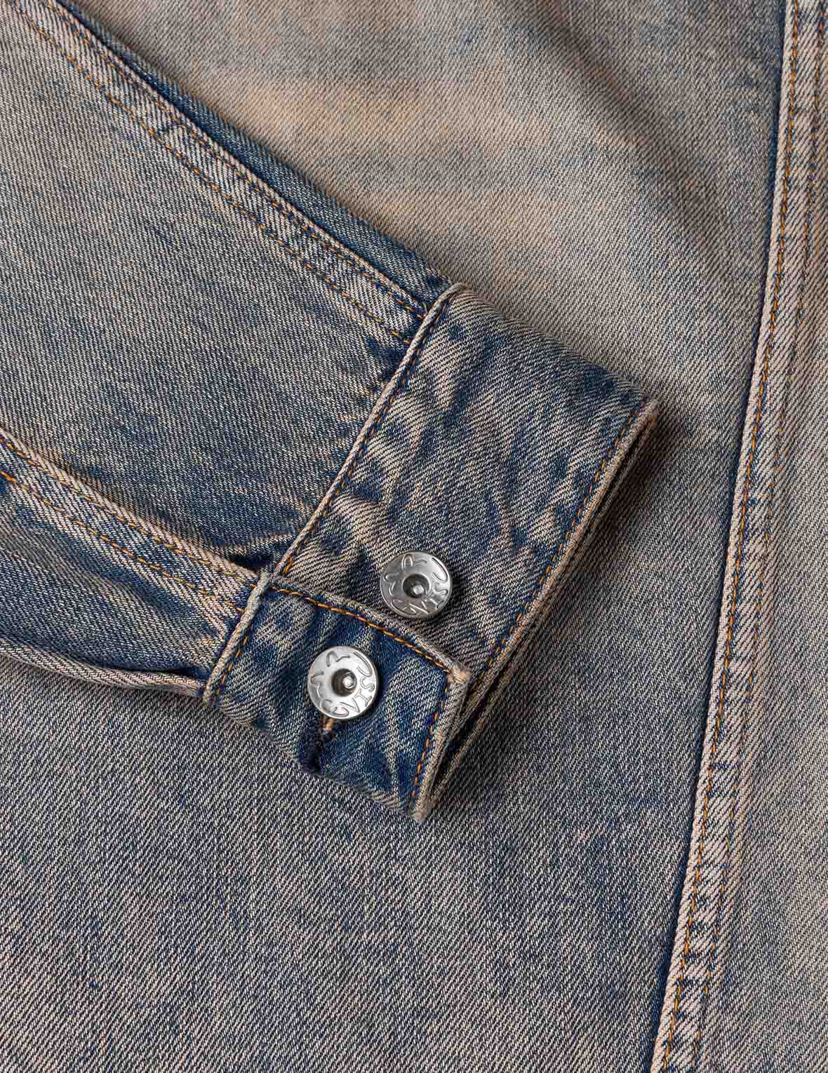 Two Tone Washed Bondage Denim Jacket - Image 12