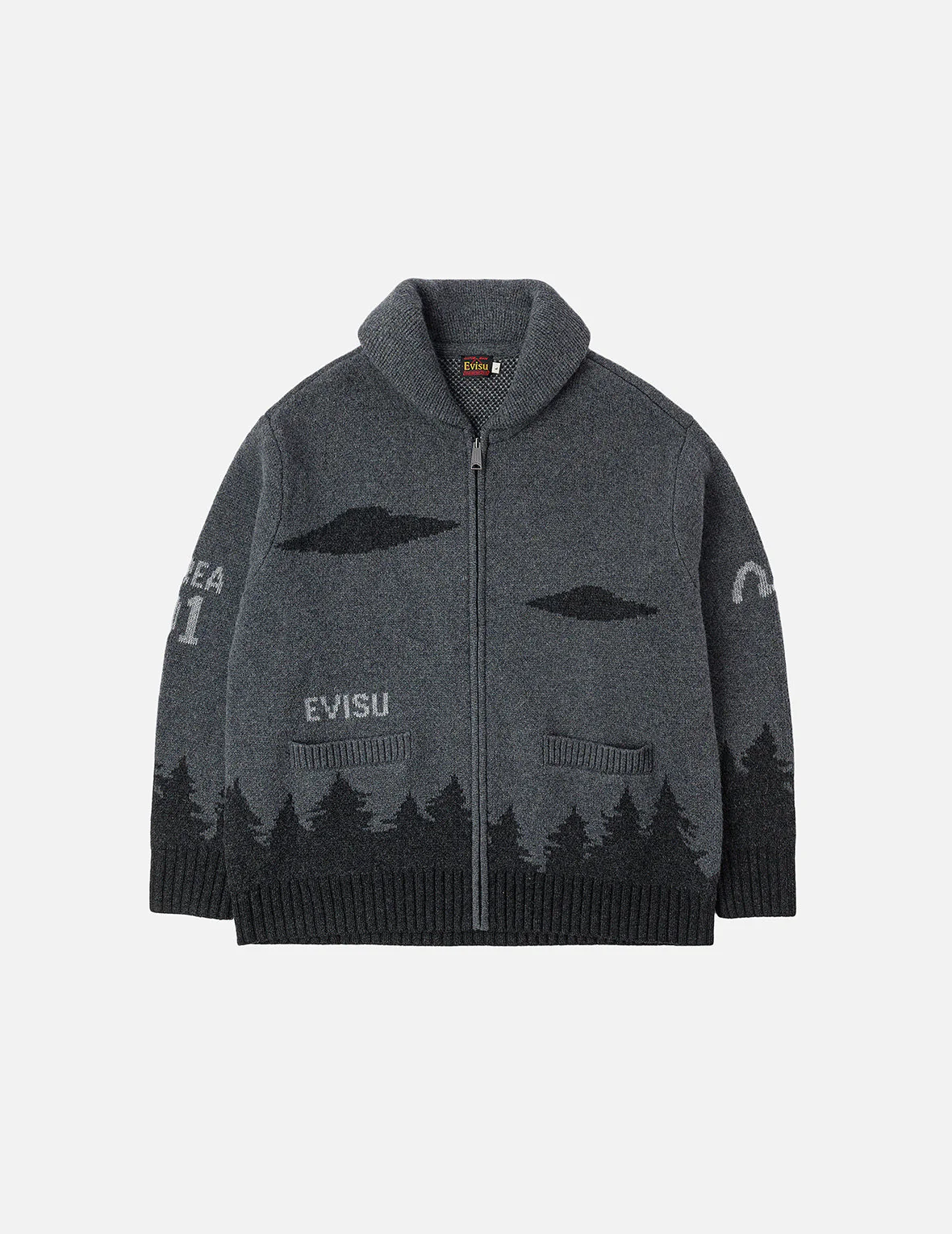 UFO and Cowichan Intarsia Patterns Relax Fit Knitted Sweatshirt