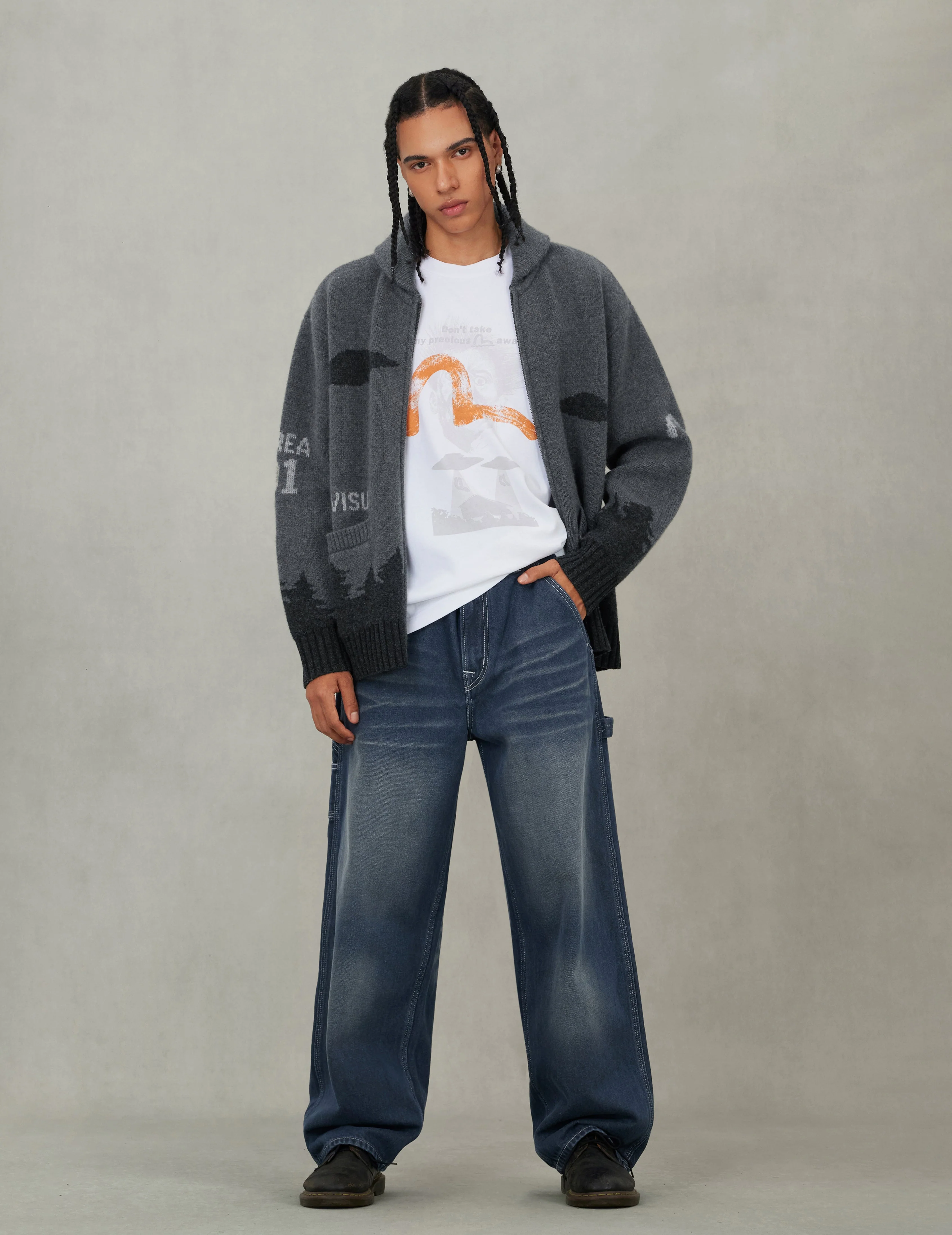 UFO and Cowichan Intarsia Patterns Relax Fit Knitted Sweatshirt - Image 10