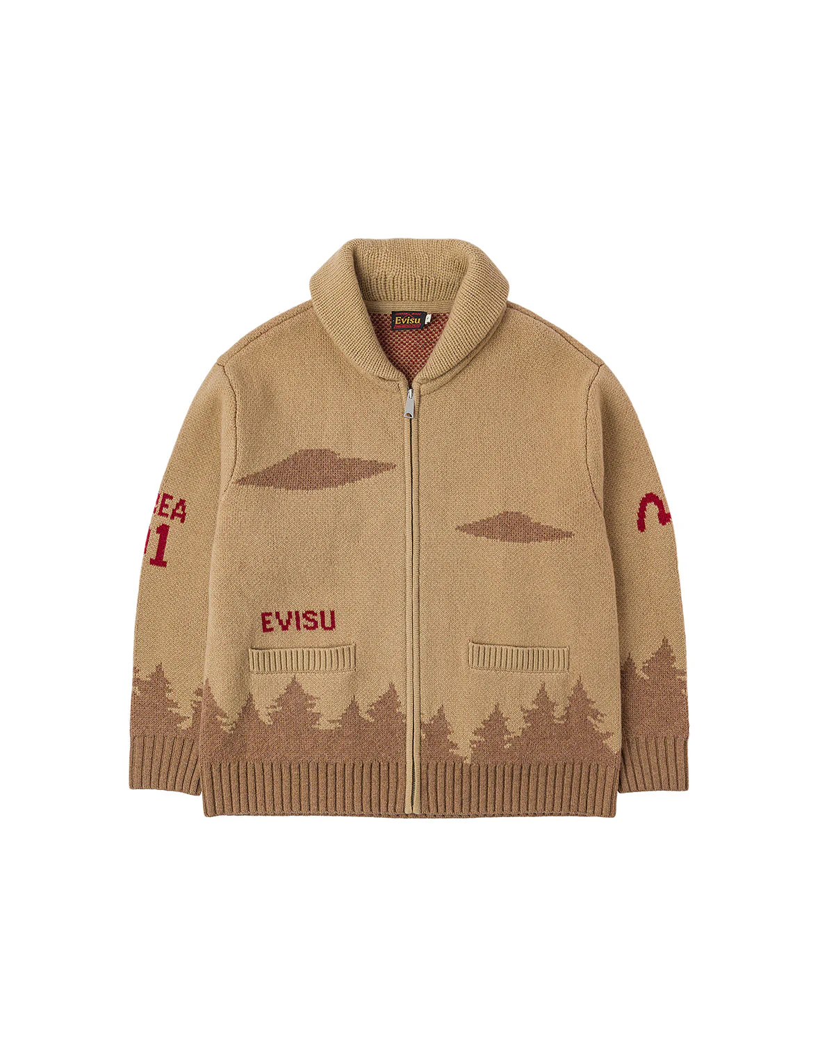 UFO and Cowichan Intarsia Patterns Relax Fit Knitted Sweatshirt - Image 21