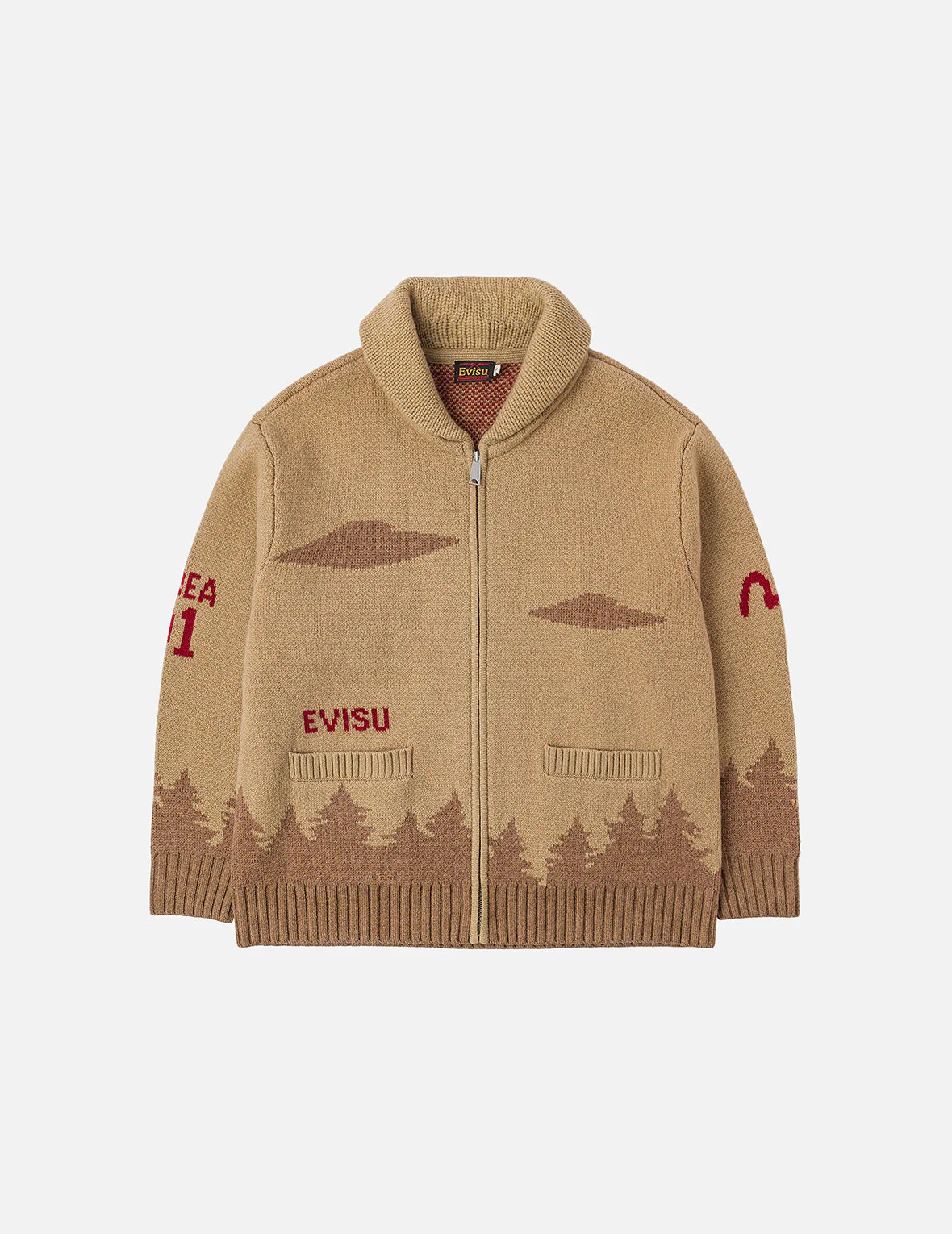 UFO and Cowichan Intarsia Patterns Relax Fit Knitted Sweatshirt - Image 5