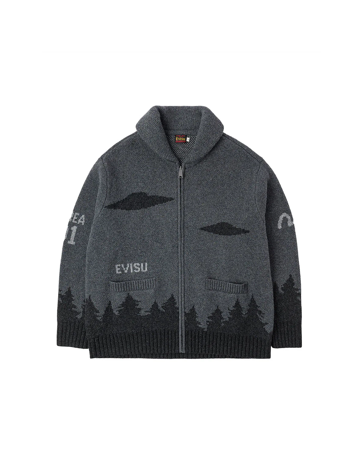 UFO and Cowichan Intarsia Patterns Relax Fit Knitted Sweatshirt - Image 6