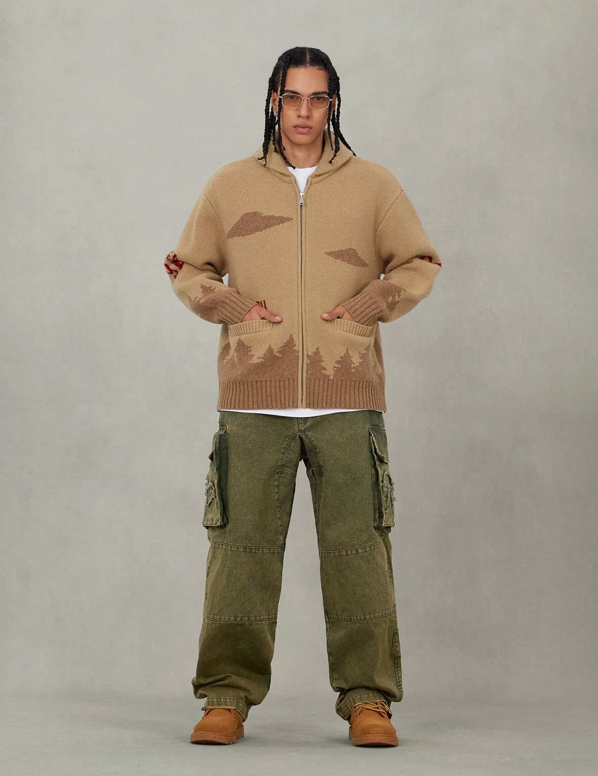 UFO and Cowichan Intarsia Patterns Relax Fit Knitted Sweatshirt - Image 9
