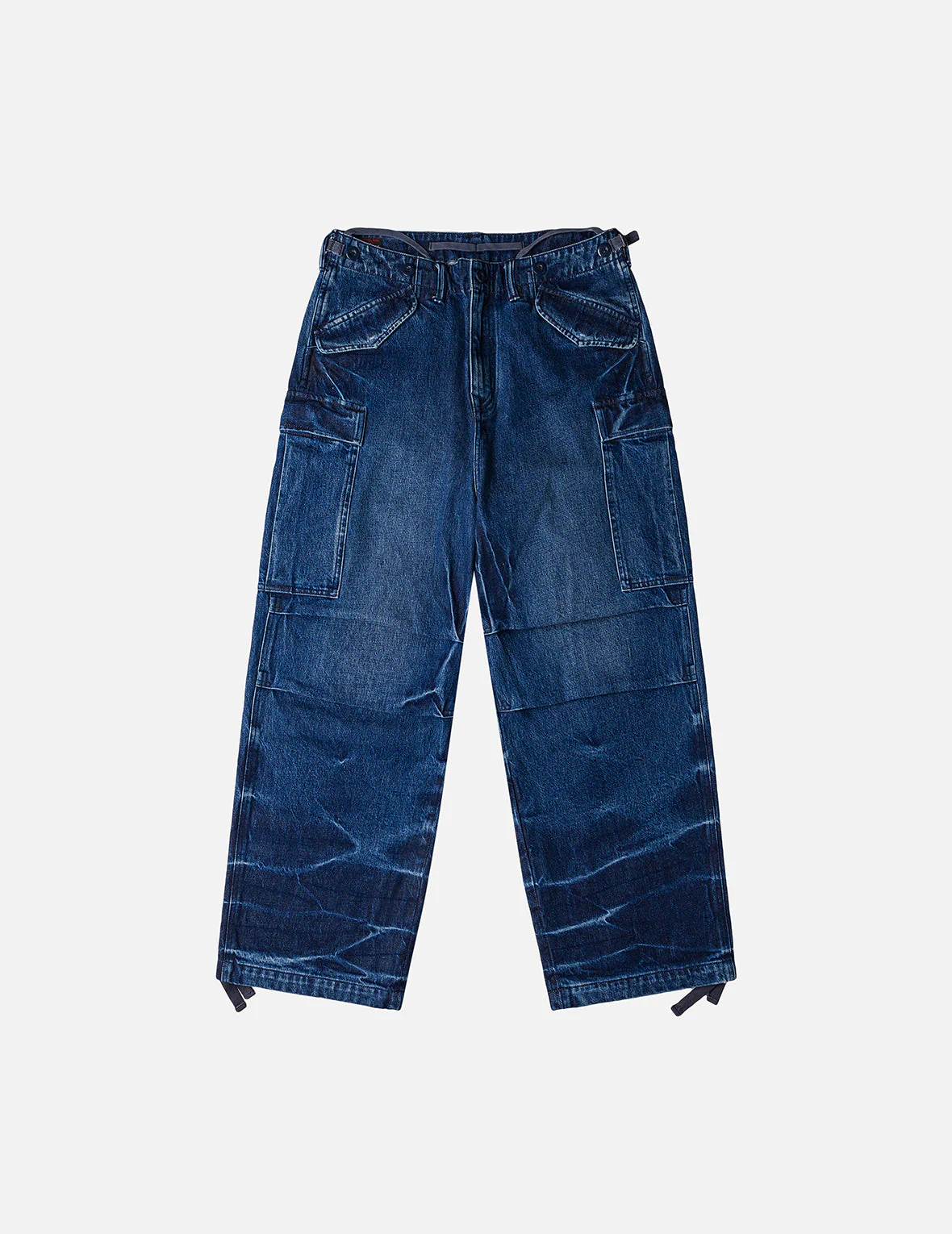 Vintage motorcycle Print Washed Daicock Embroidery Wide-leg Cargo Jeans - Image 4