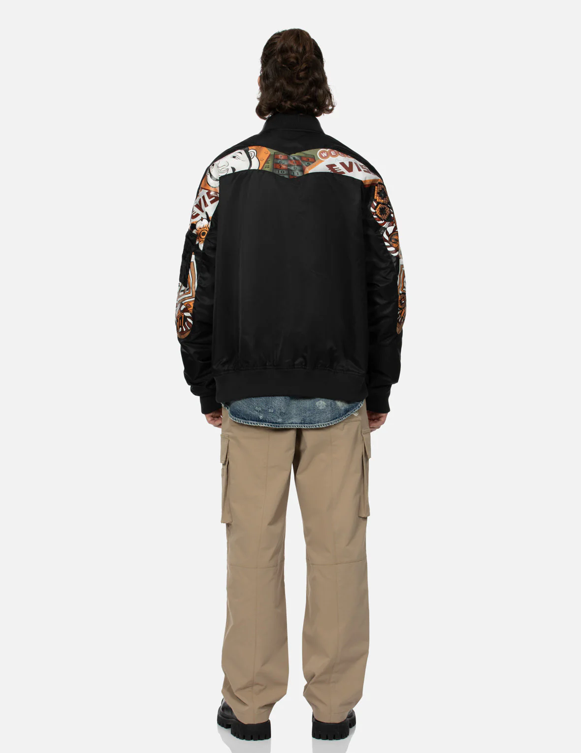 "Virtual Vacation" Daicock Print Loose Fit Bomber Jacket - Image 10
