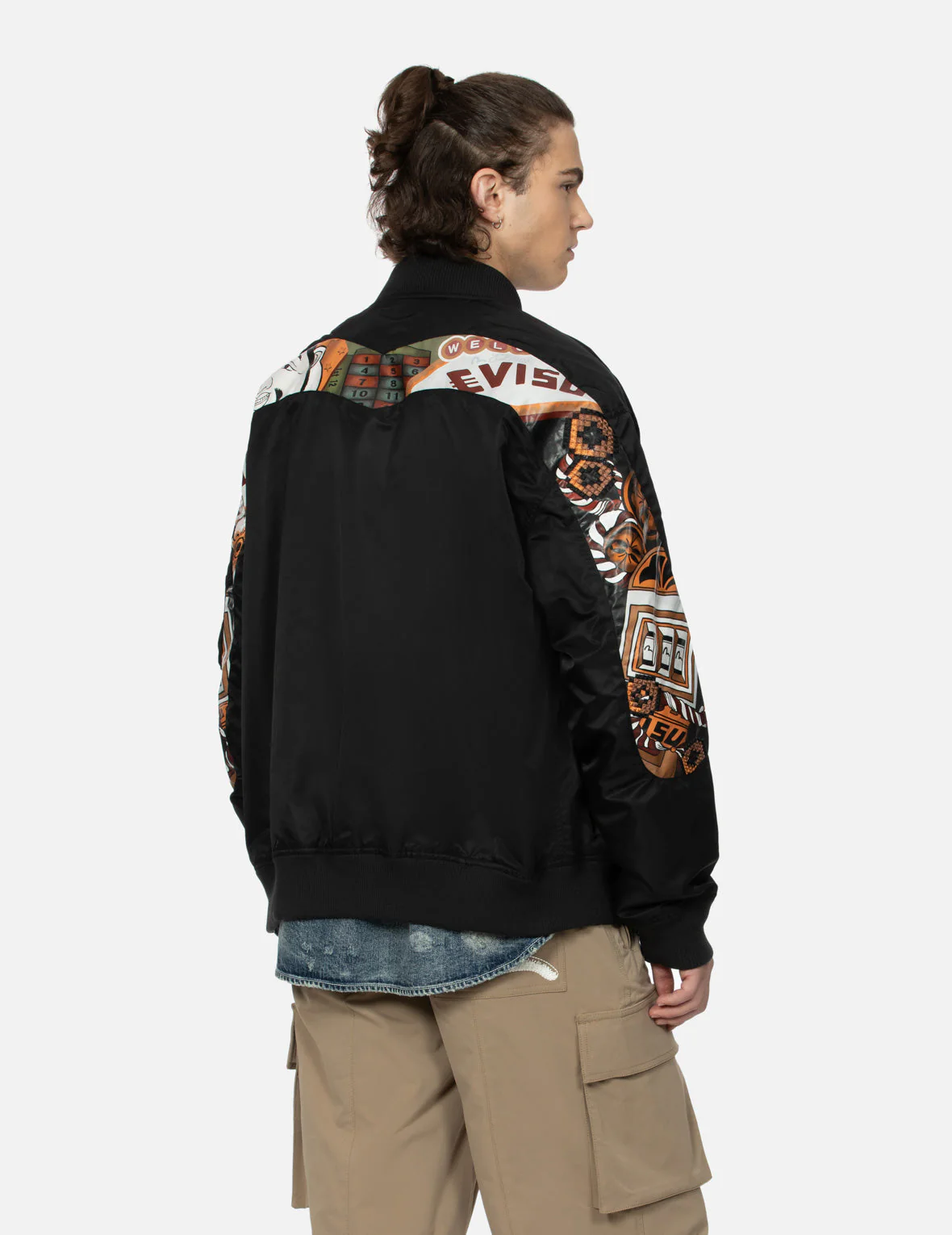"Virtual Vacation" Daicock Print Loose Fit Bomber Jacket - Image 14