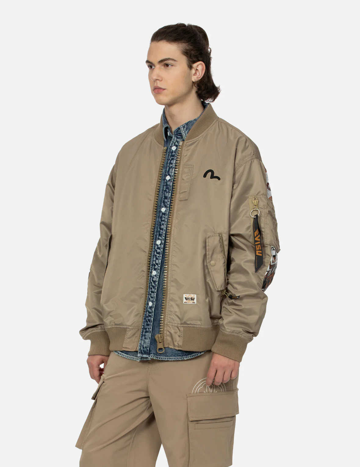 "Virtual Vacation" Daicock Print Loose Fit Bomber Jacket - Image 15