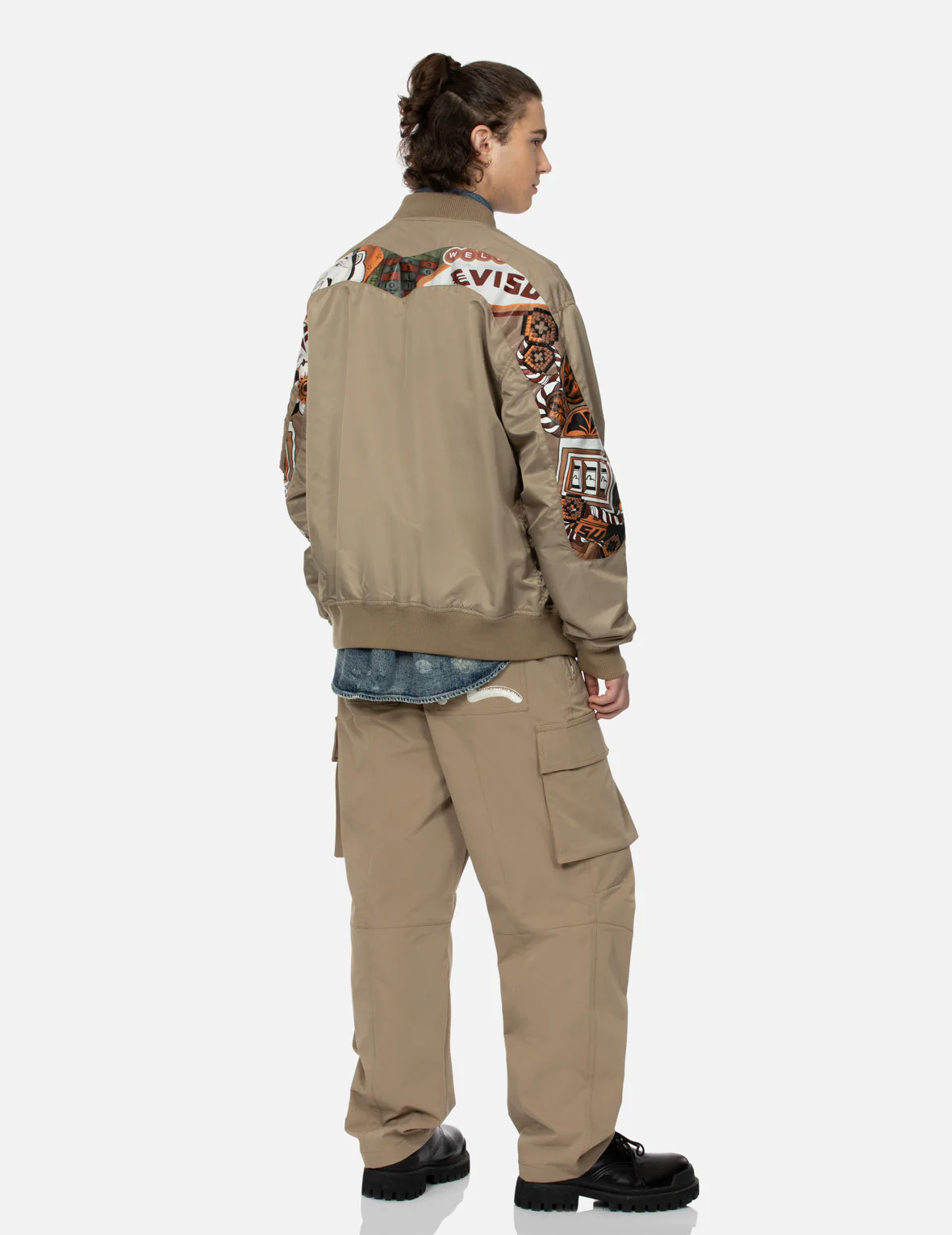 "Virtual Vacation" Daicock Print Loose Fit Bomber Jacket - Image 5