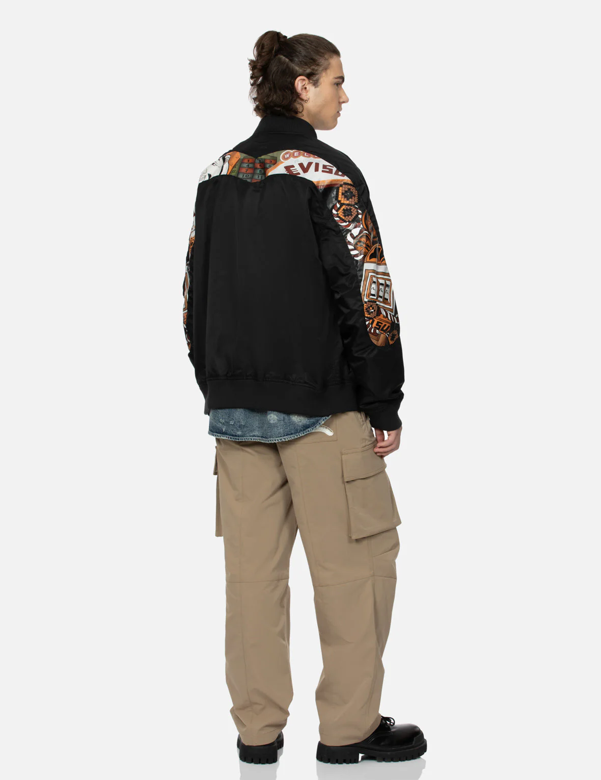"Virtual Vacation" Daicock Print Loose Fit Bomber Jacket - Image 6