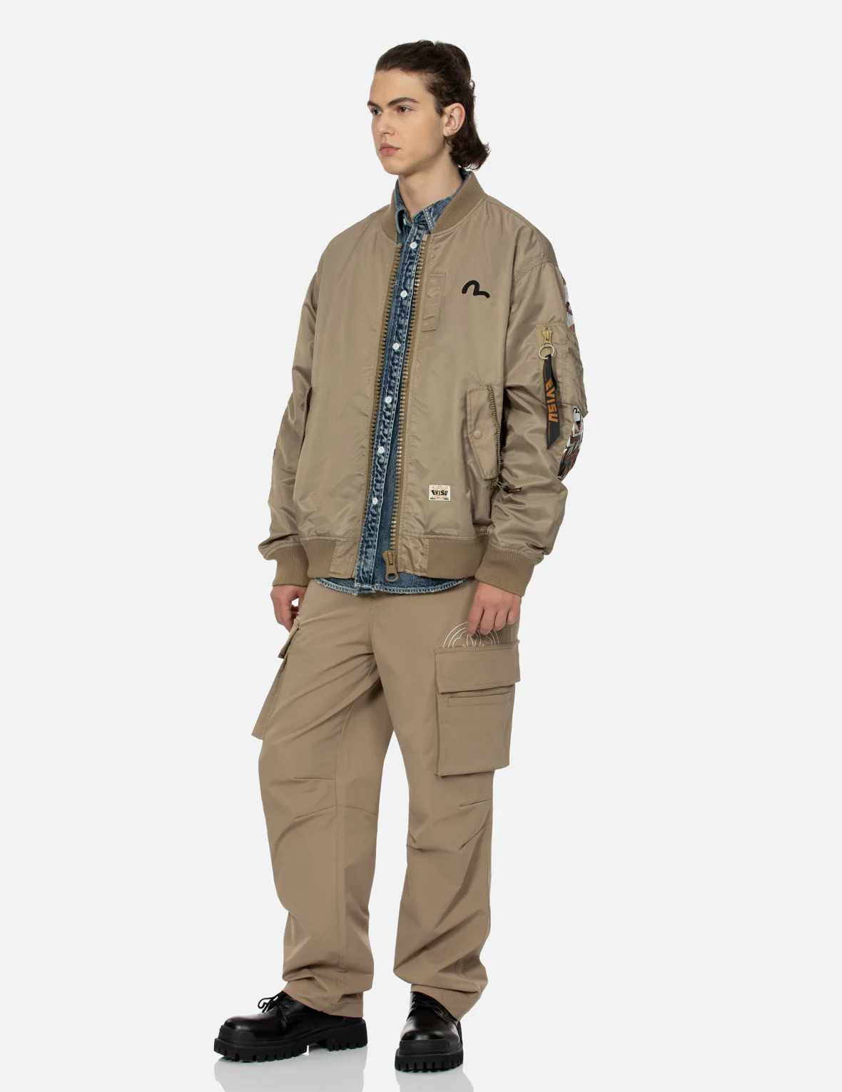 "Virtual Vacation" Daicock Print Loose Fit Bomber Jacket - Image 7