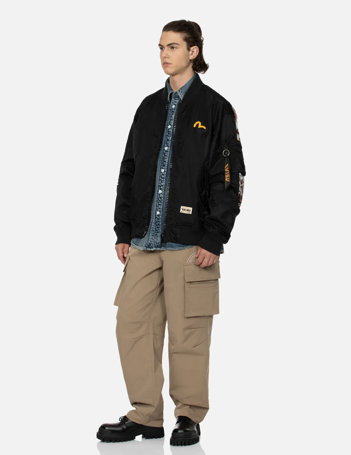 "Virtual Vacation" Daicock Print Loose Fit Bomber Jacket - Image 8