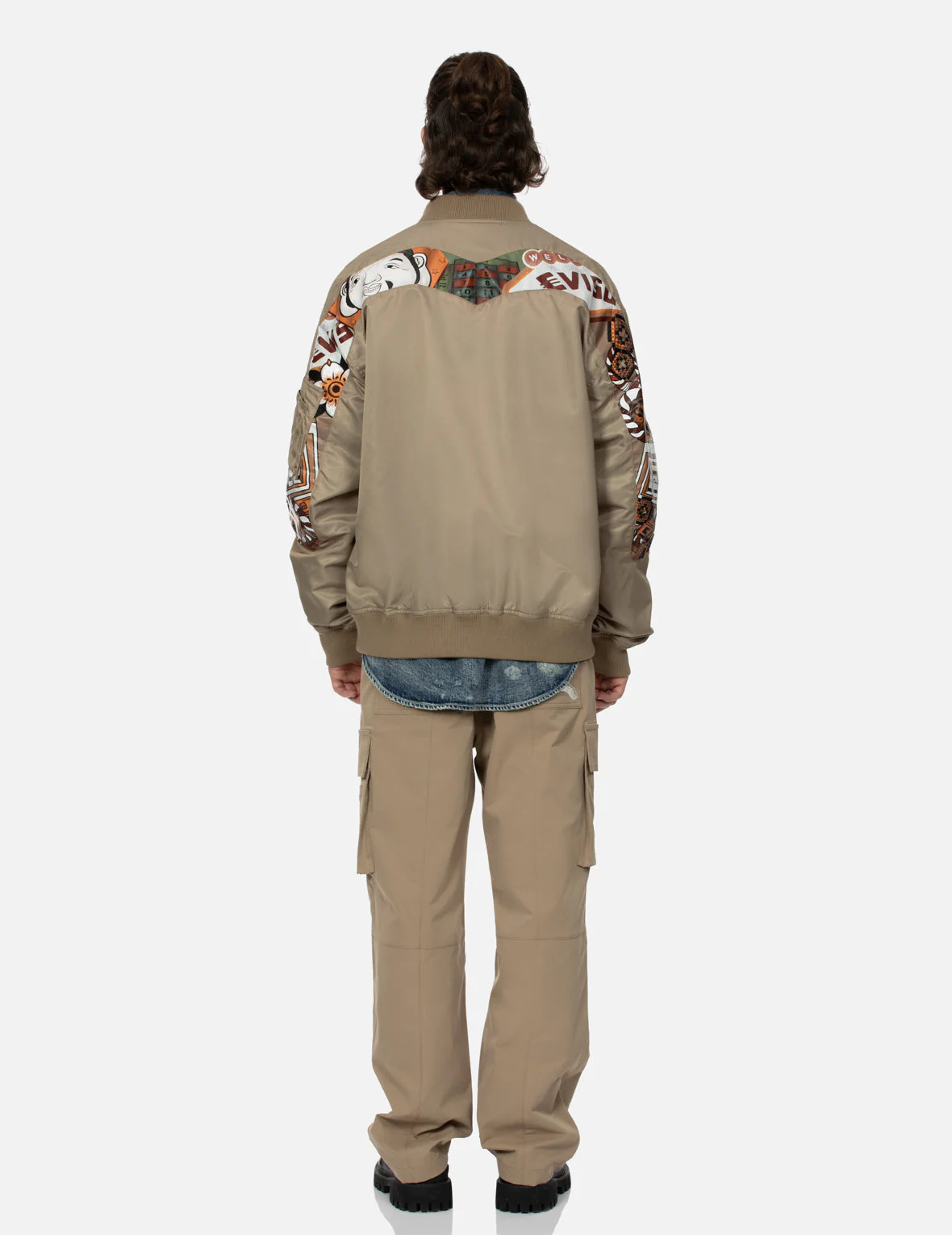 "Virtual Vacation" Daicock Print Loose Fit Bomber Jacket - Image 9