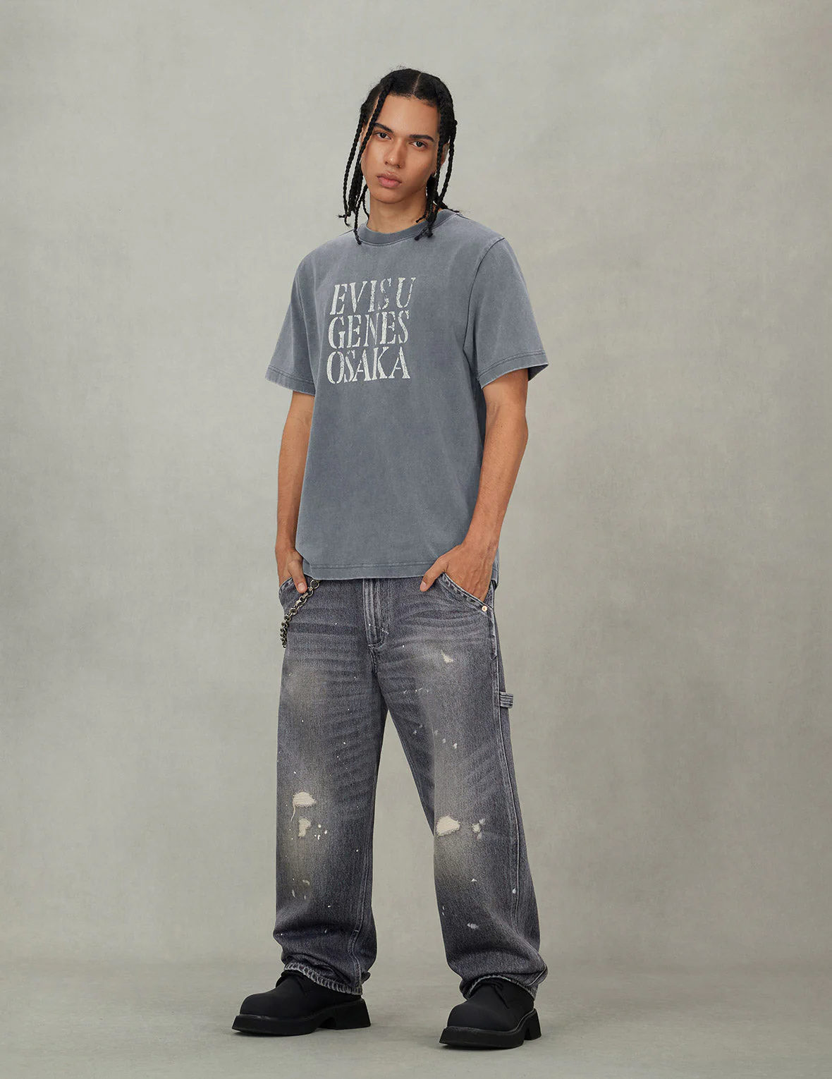 Washed and Distressed Daicock Print Relax Fit Jeans - Image 9