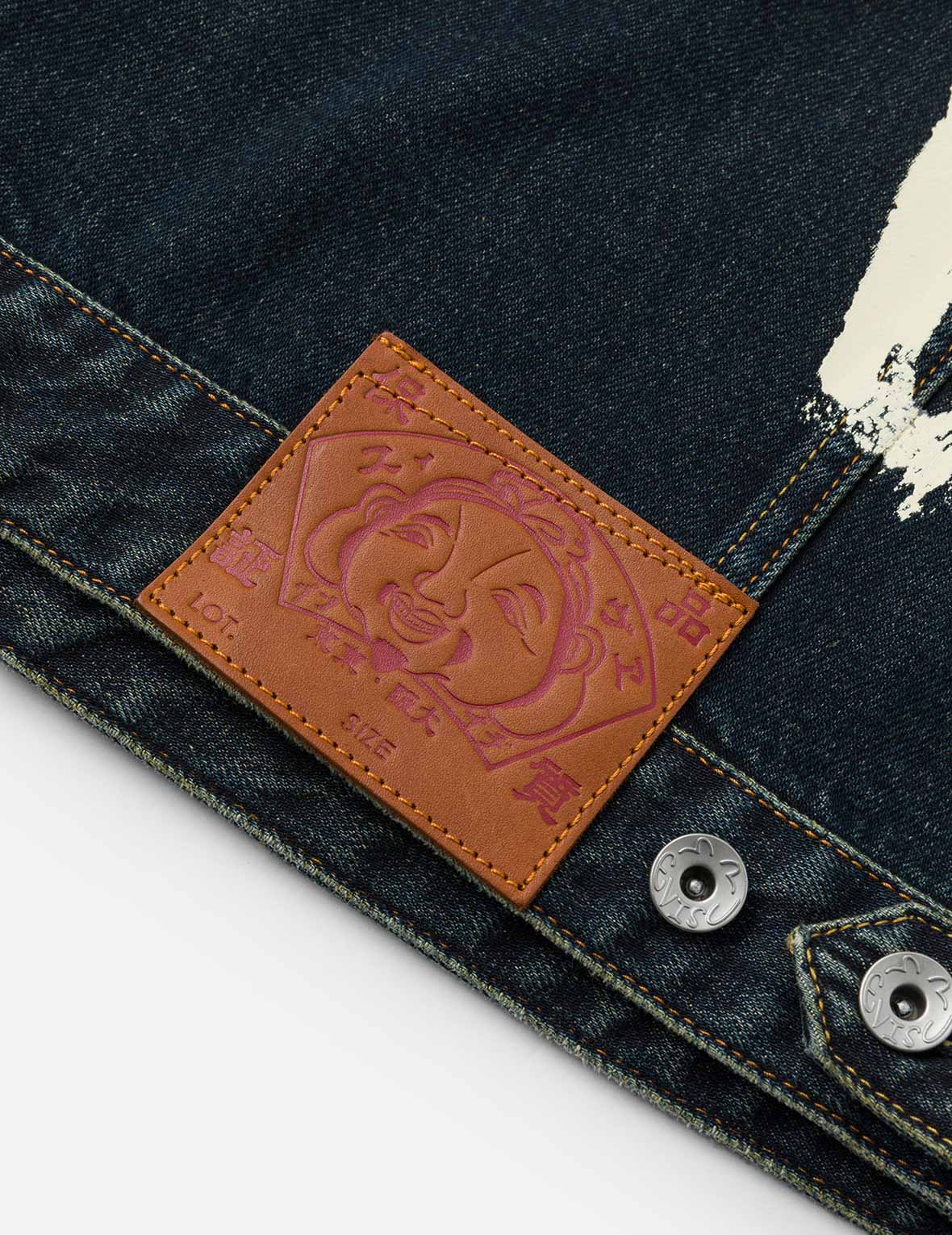 Washed Brushstroke Daicock Print Regular Fit Denim Jacket - Image 11