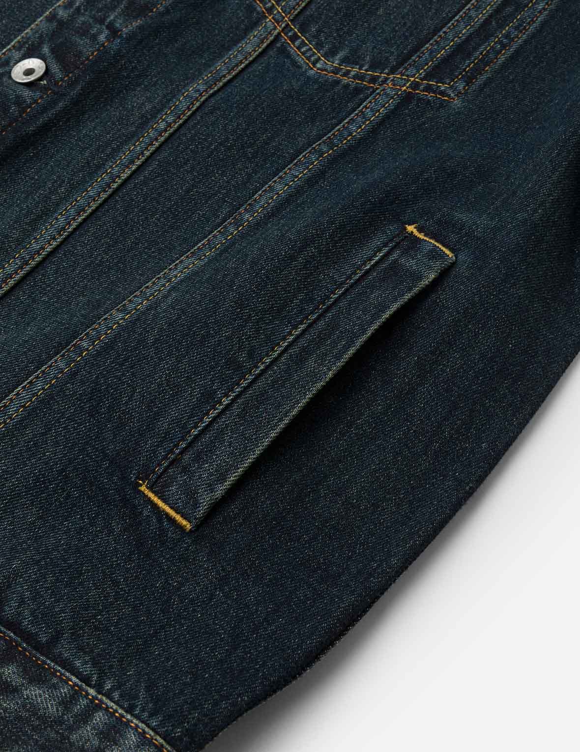 Washed Brushstroke Daicock Print Regular Fit Denim Jacket - Image 12